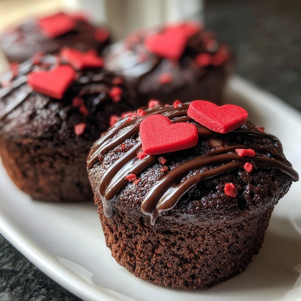 Chocolate Cupcakes with Heart Toppers