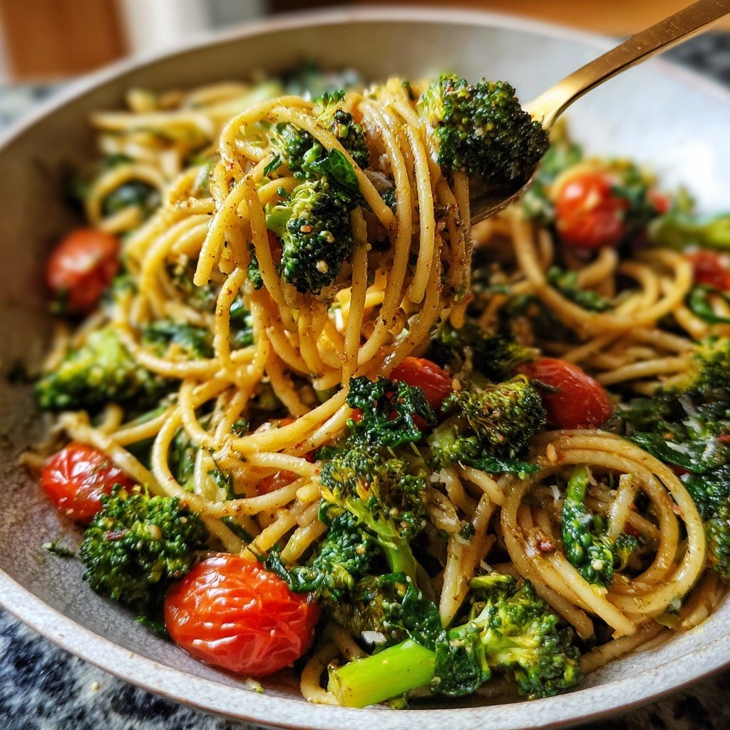 Roasted Broccoli Veggie Pasta