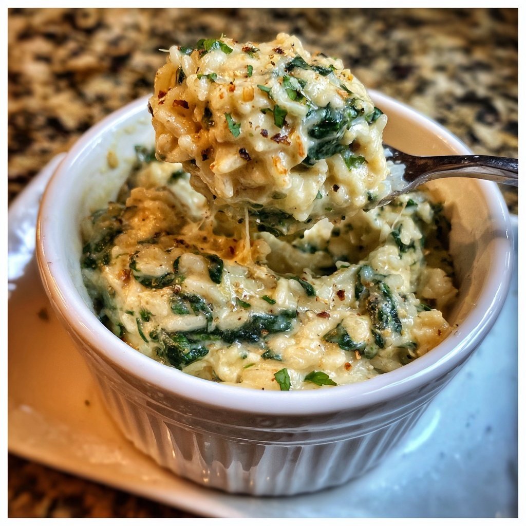 Creamy Garlic Rice with Spinach