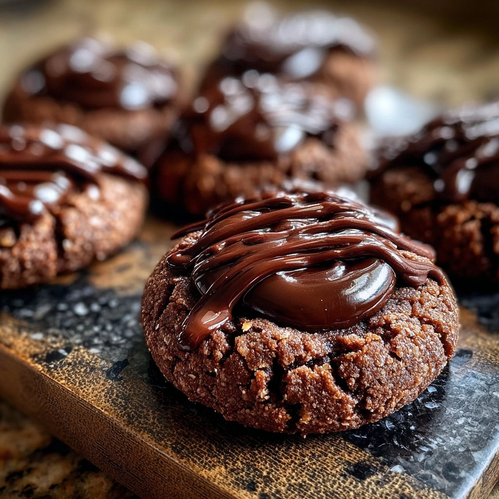 Chocolate Hazelnut Thumbprint Cookies