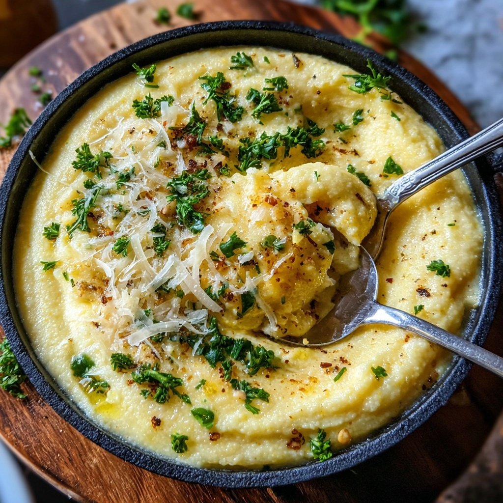 Romantic Creamy Garlic Polenta