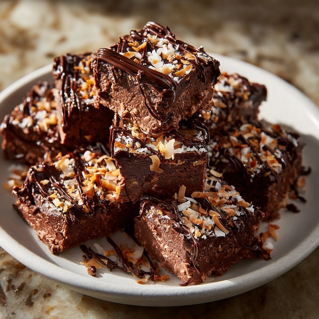 Chocolate Coconut Fudge Squares