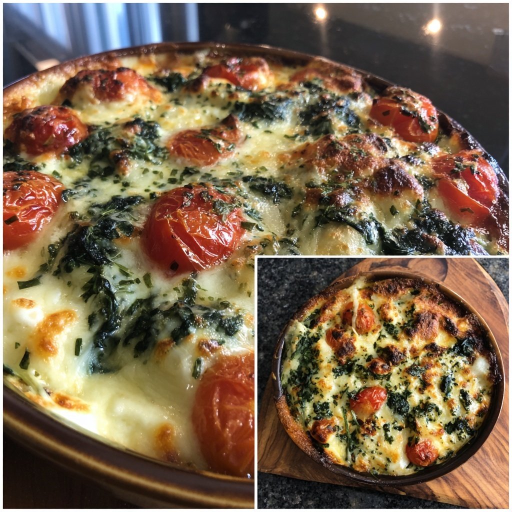 Sunday Creamy Spinach Tomato Bake