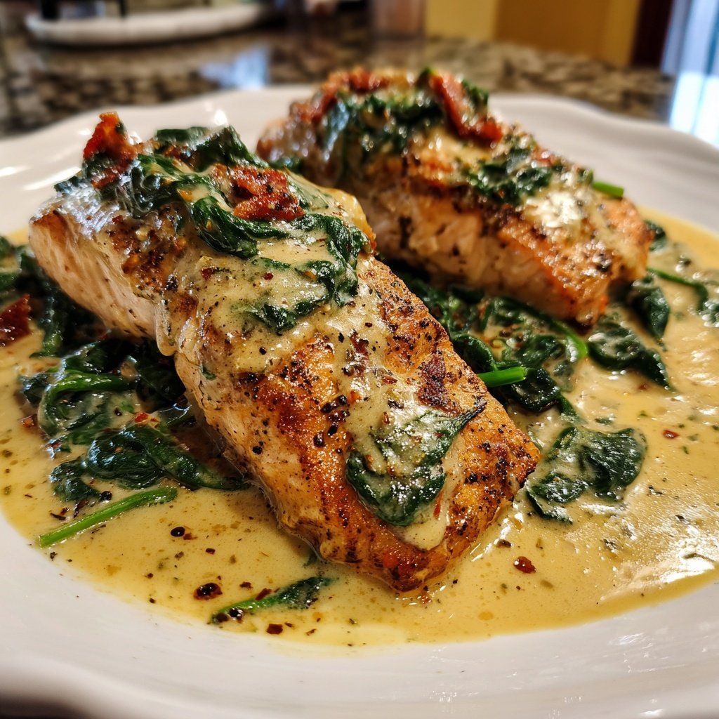 Creamy Tuscan Salmon for Two